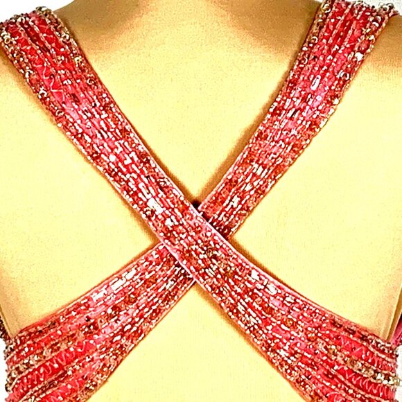 Glamorous New Pageant Prom Gown Sweetheart Neck Jeweled Pink Size 6 Glam A-line - Picture 10 of 12